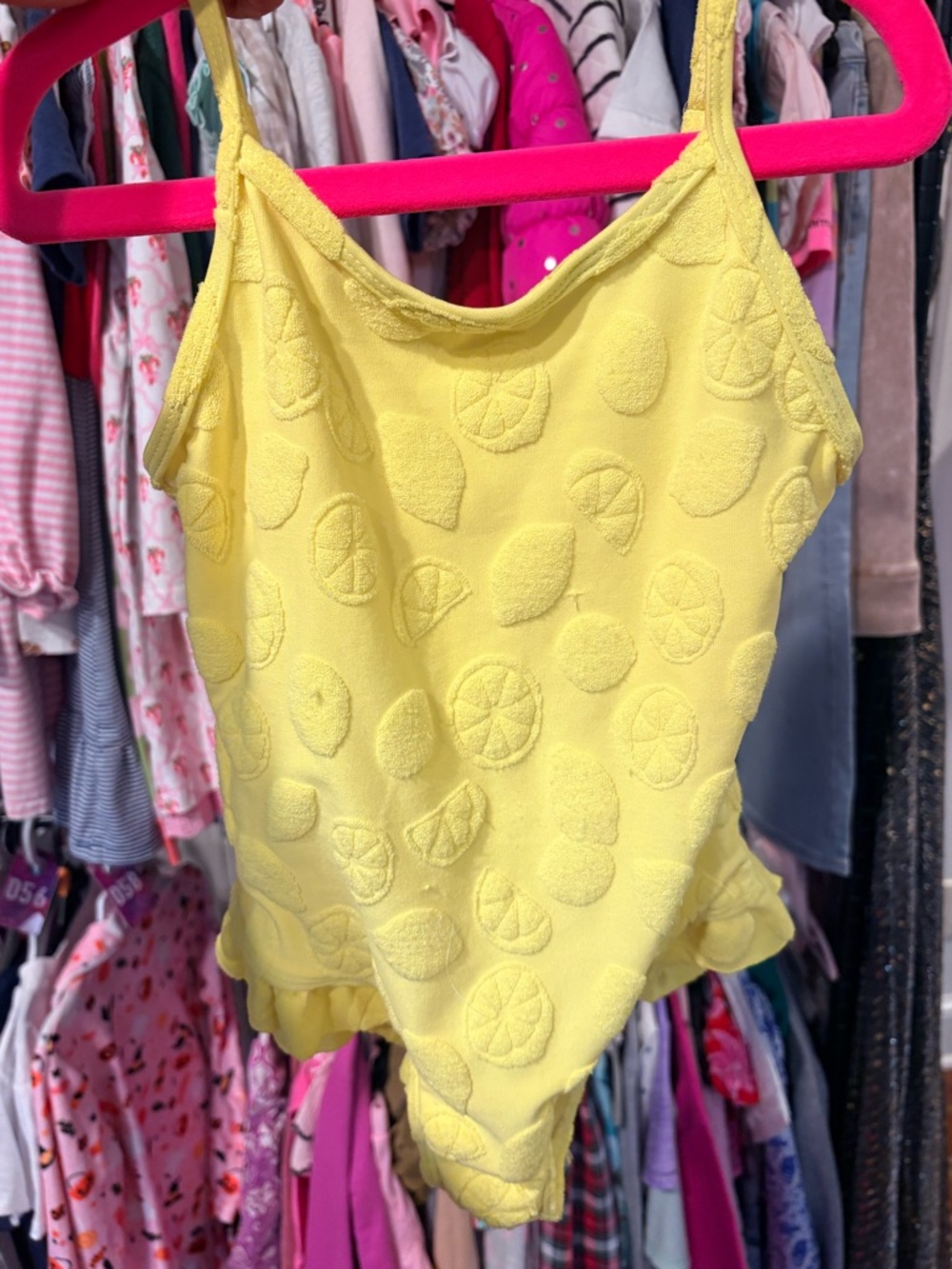 Yellow Citrus Embossed One-Piece Swimsuit